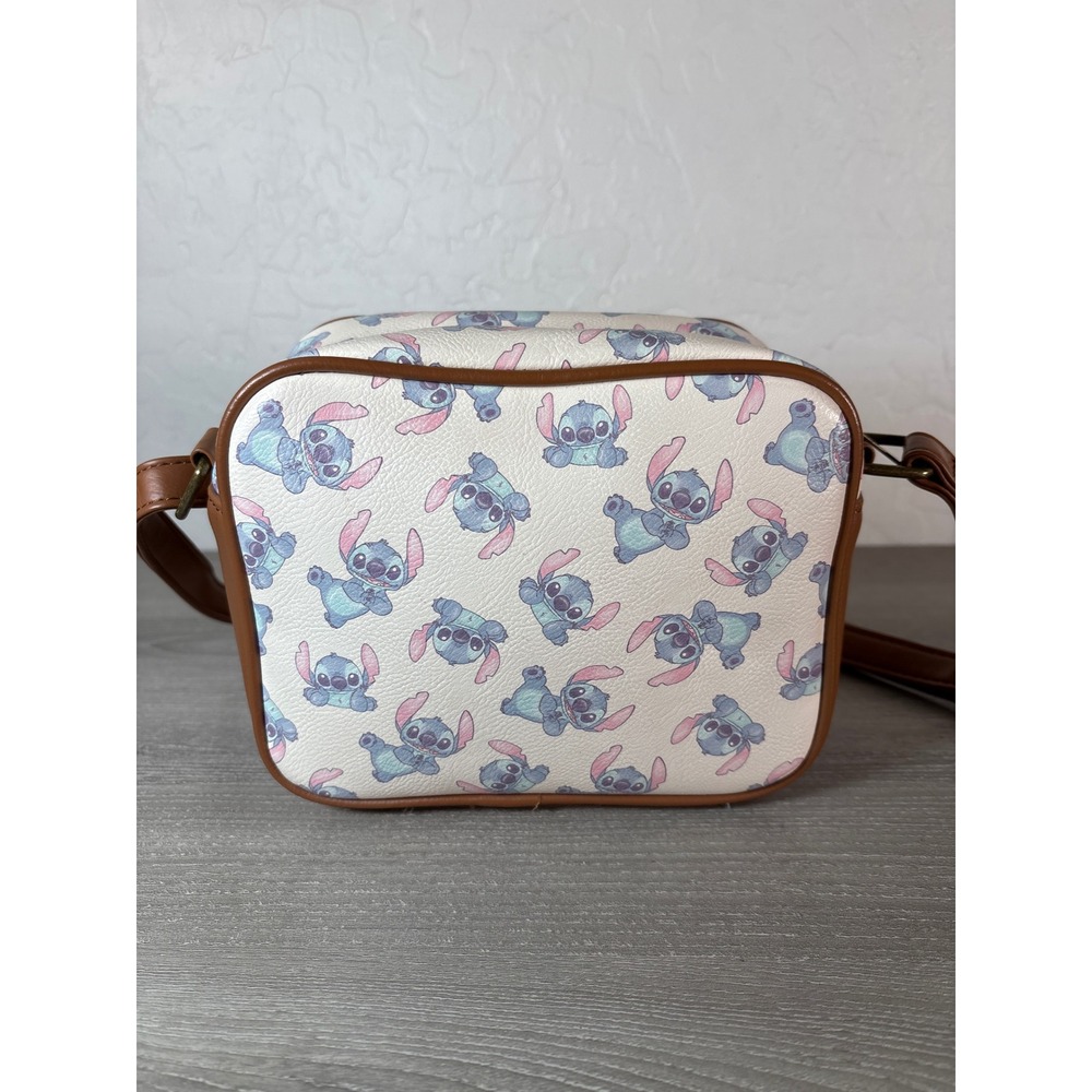 Loungefly Disney Lilo & Stitch Crossbody Bag Cream Brown Faux Leather Camera Bag - Picture 4 of 7
